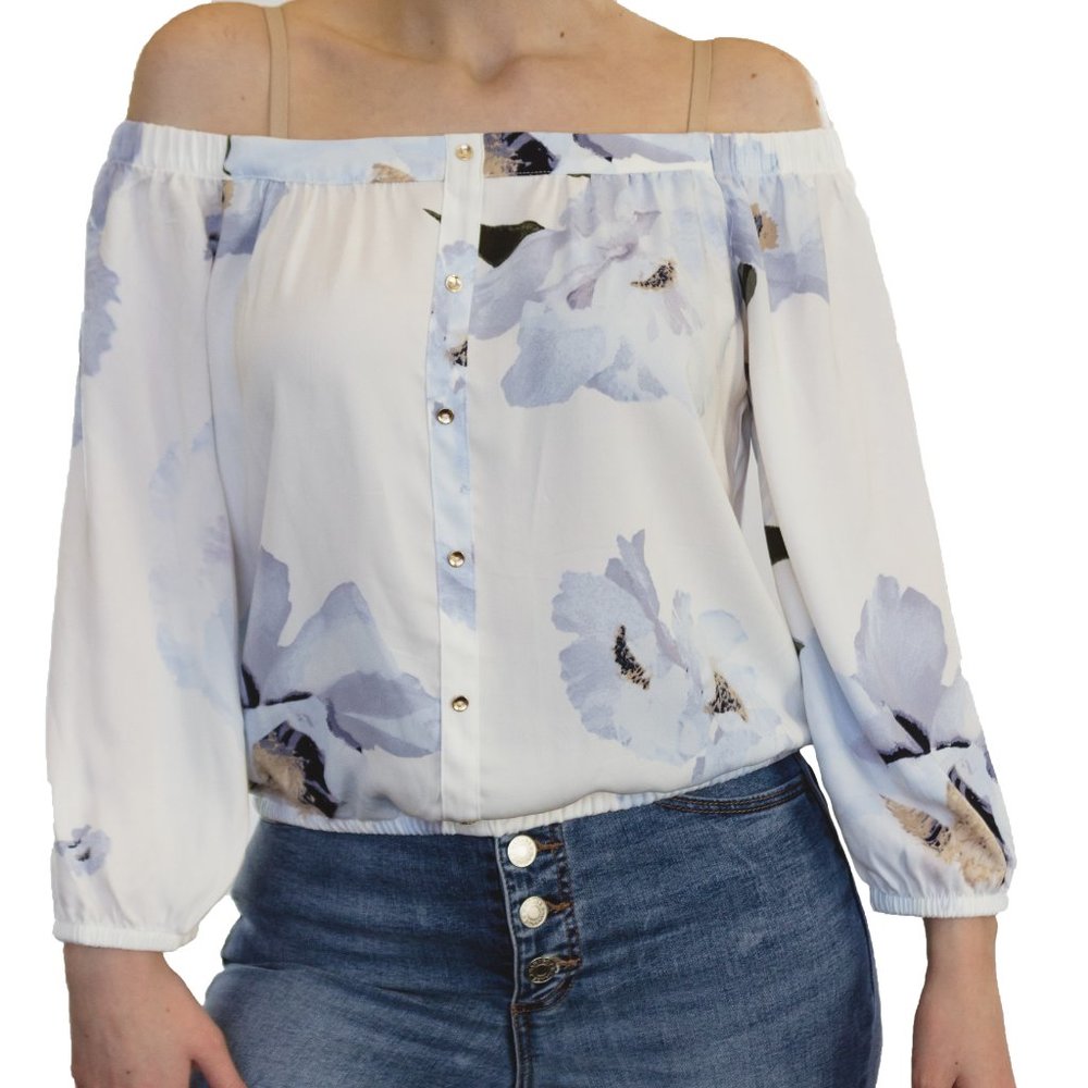 Dynamite White Off The Shoulder Flowy Long Sleeve